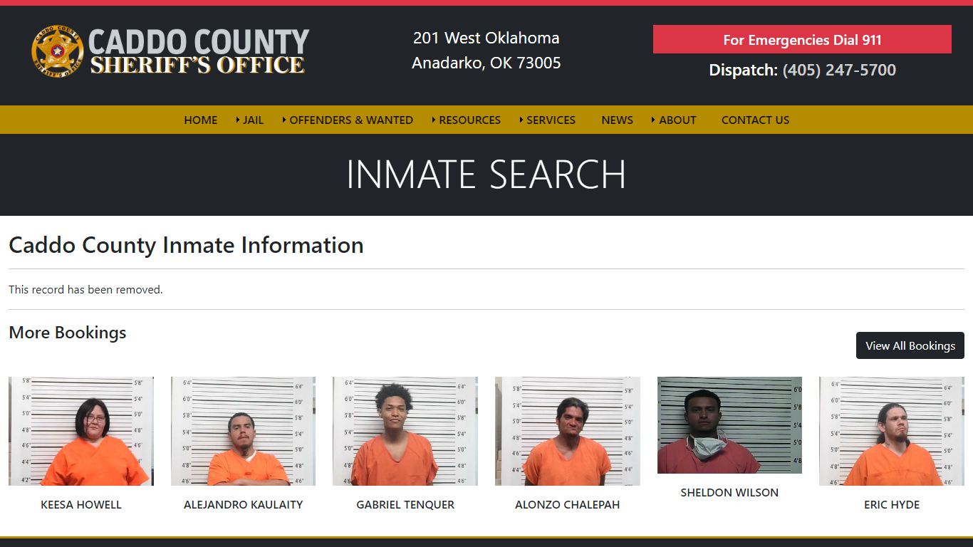 Inmate Search - - Caddo County Sheriff's Office